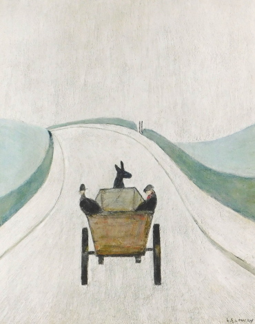 Description: Laurence Stephen Lowry (1887-1976). The Cart, artist signed coloured print, 52cm x 41cm.