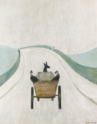 Laurence Stephen Lowry (1887-1976). The Cart, artist signed coloured print, 52cm x 41cm.