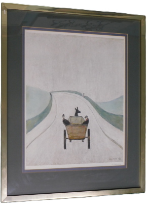 Laurence Stephen Lowry (1887-1976). The Cart, artist signed coloured print, 52cm x 41cm. - 2