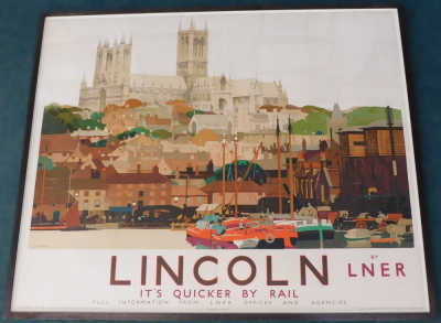 Frederick Taylor (1875-1963). Lincoln - LNER It's Quick by Rail, coloured poster, 102cm x 127cm. - 2