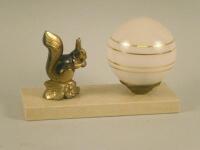 A French spelter and marble Art Deco style table lamp