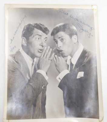 A group of autographed photo cards, and photographs, including Dean Martin & Jerry Lewis, Hugh O'Brian, and McDonald Carey, together with greetings cards and photo cards, an International Film Diary 1953, and an autograph album. - 3