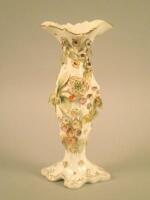 A mid 19thC Staffordshire porcelain flower encrusted vase