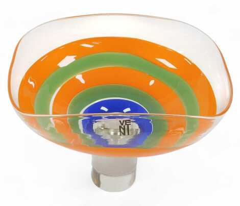 A Venini glass Philips TV coppa, designed by Ludovico Diaz de Santillana, etched mark and label, 18cm high.