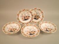 A set of five 19thC English porcelain soup plates