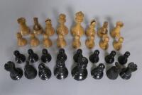 A Staunton box wood and ebonised chess set