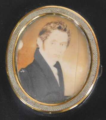 An early 19thC portrait miniature, head and shoulders study of a gentleman, 7cm x 6cm. (AF) - 2