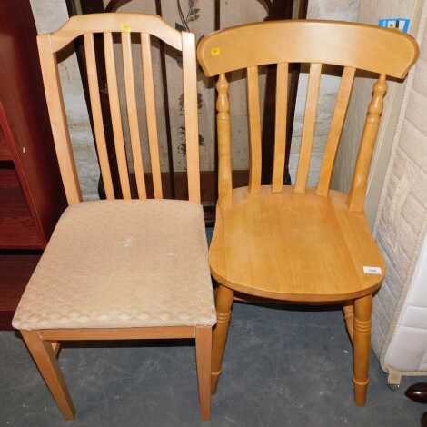 Two chairs, one with an upholstered seat.