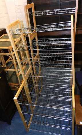 Five wire racked shoe shelves, 64cm wide x 70cm high x 31cm deep. (5)