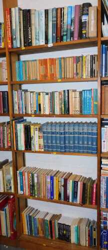 Various books, to include Every Man's Encyclopaedia, Penguin and Puffin paperback fiction, etc. (1 bookcase)