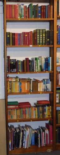 Various books, to include Penguin paperbacks, Captain WE Johns, Biggles and Co, Biggles Gets His Men, further works, Observer's Aircraft books, Mee (Arthur) The King's England for Kent, Cornwall, Northamptonshire, etc. (1 bookcase)