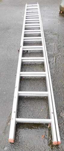 A metal extending step ladder.