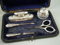 A silver mounted part manicure set