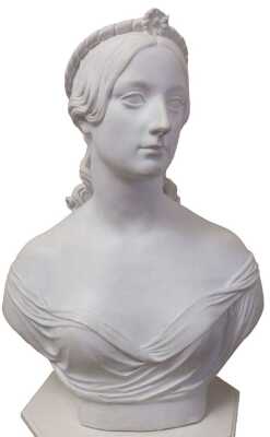 After Noble. A plaster cast bust of the young Queen Victoria in her coronation year, 62cm high.