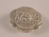 A Continental white metal snuff box