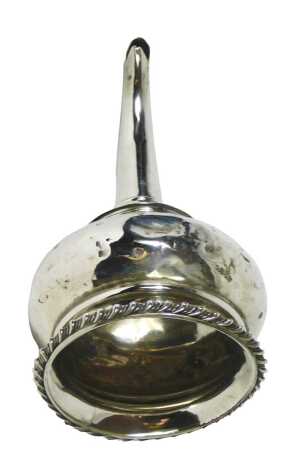 A mid 18thC silver wine funnel, with a gadrooned border, London Assay marks indistinct, 4 1/2oz.