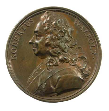 A bronze medallion after Antoine Dassier, a bronze medallion of Robert Walpole, inscribed to the reverse 'Comes De Orford.'