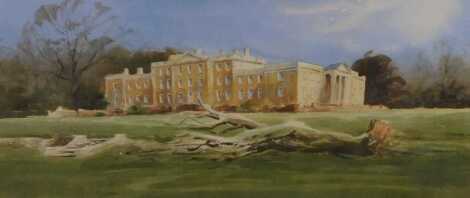 Tim Nash (20thC). Country house, watercolour, signed, 33cm x 72cm.