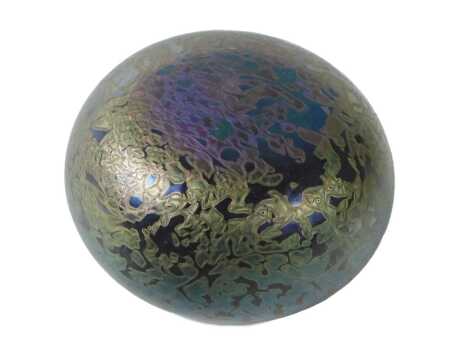 A Royal Brierley iridescent studio glass paperweight, 7cm diameter.