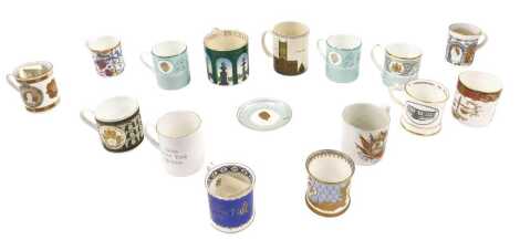 A quantity of Royal and other commemorative mugs, to include the Wedgwood National Garden Centre Festival, limited edition number 84/750 after Richard Guyatt, etc.