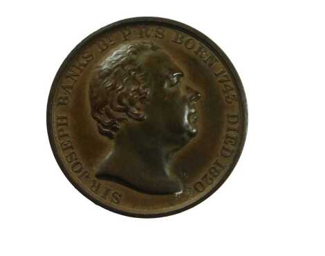 A 19thC Royal Horticultural Society medallion, struck to commemorate the life of Sir Joseph Banks (1743-1820).