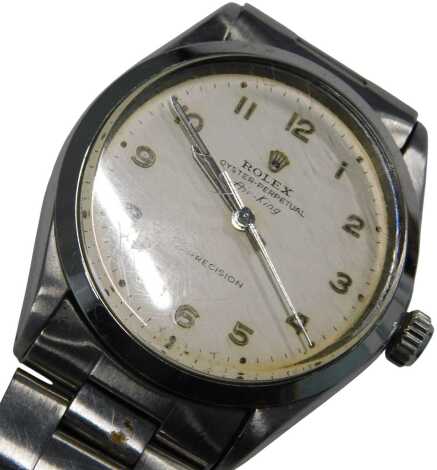 A gentleman's Rolex Oyster Perpetual Air-King precision wristwatch, in polished steel case with steel strap, the reverse engraved Richard from J.O.G, the case 3.5cm diameter.