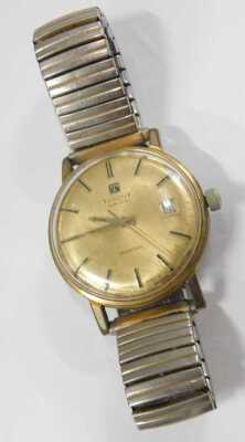 A Tissot Seastar gentlemans gold plated wristwatch, with circular gilt dial, centre seconds, date aperture, on elasticated strap. - 2