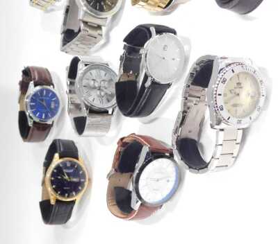 Twelve gentlemans replica dress wristwatches, including Xinew, Fngeen, Extree, Curdden, and Langlishi, cased. - 2