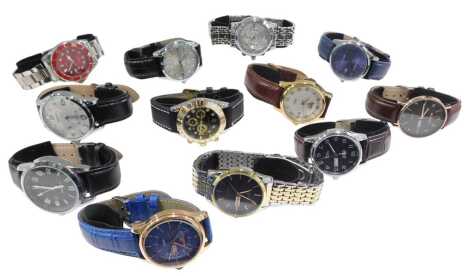 Twelve replica gentlemans dress wristwatches and chronographs, including Southberg, Skmei, Arlanch, Ontheedge, and Hannah Martin, cased.