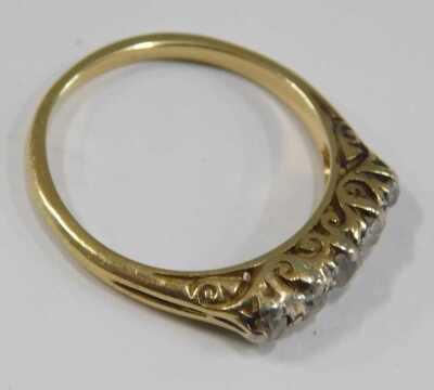 A Victorian diamond five stone ring, set with five graduated rose cut diamonds, approximately 0.25ct, size P, 4.0g. - 2