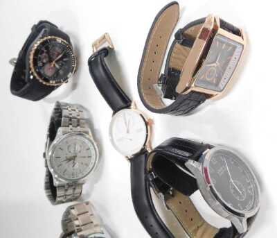 Eight replica gentlemans dress wristwatches and chronographs, including Citizen, Southberg, Orient, and Union, cased. - 3