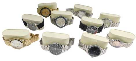 Ten replica Seiko gentlemans dress wristwatches, cased.