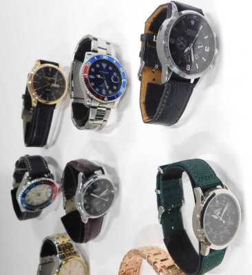 Ten replica gentlemans dress wristwatches, including Bosch, In Time, Ouyawei, Pour Homme, and Citizen, cased. - 3