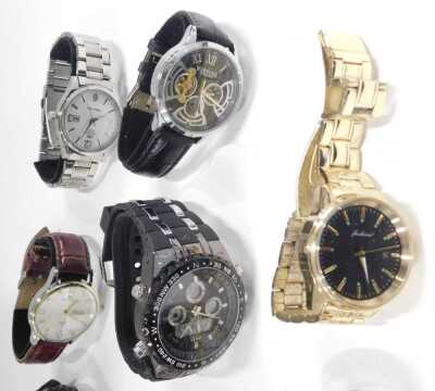 Nine replica gentlemans dress wristwatches and chronographs, including Wlisth, Orient, Waknoer, Binzi, and Citizen, cased. - 3