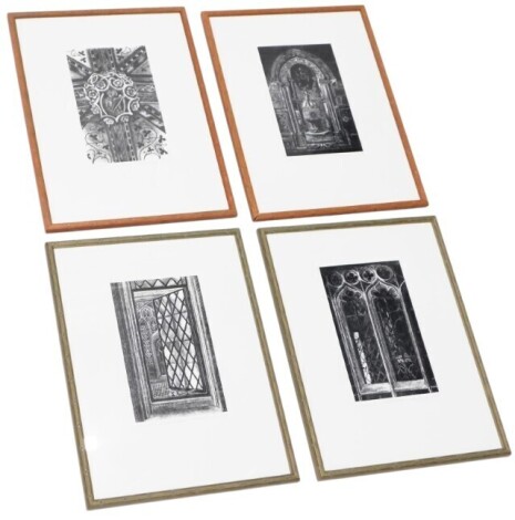 Anne Hayward (Contemporary school). Westminster Hall window detail, limited edition wood block print, number 1/100, 19cm x 13cm, together with Crypt Chapel Baptistry, Crypt Chapel ceiling boss, and the cloisters courtyard window. (4)