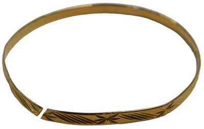 A bangle with engraved decoration, cut, unmarked, tests as 22ct, 7.8g. (AF)