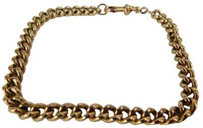 A curb link bracelet, on a lobster claw clasp, tests as 22ct, 19cm long, 17.9g.