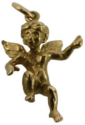 A 9ct gold pendant of cherub form, 3.6g, 1.5cm high.