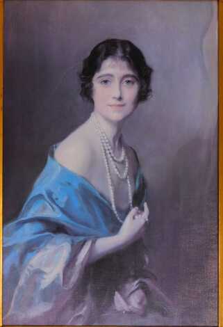 After Philip de Laszlo. Her Majesty Queen Elizabeth The Queen Mother When Duchess of York in 1925, print, 76cm x 50cm.