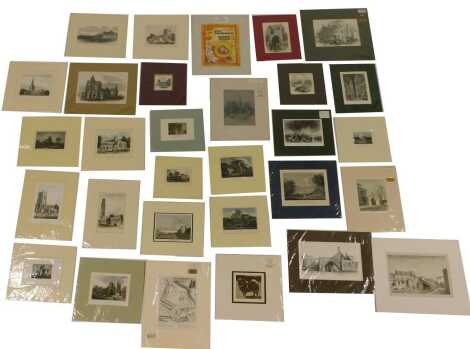 A group of 19thC and later engravings and other pictures, to include scenes of Lincoln Cathedral, Nene Viaduct, Peterborough Station, Sibsey Church, etc..