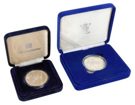 A silver proof 2002 Jubilee crown, together with a Falkland fifty pence, both boxed.