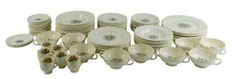 A Wedgwood Conway pattern part dinner and coffee service, to include twin handled soup cups, dinner plates, coffee cups and saucers, side plates, etc.