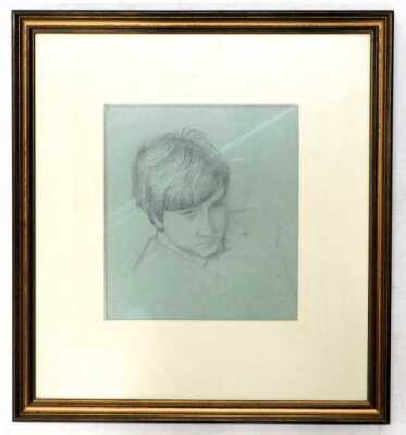 Graham Jones (b.1960). Study of Charles circa 1984, pencil on blue paper, 26cm x 23cm. - 2