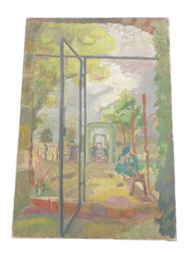 Audrey Wallis (1919-1997). Park Scene, oil on canvas, 30cm x 20cm.