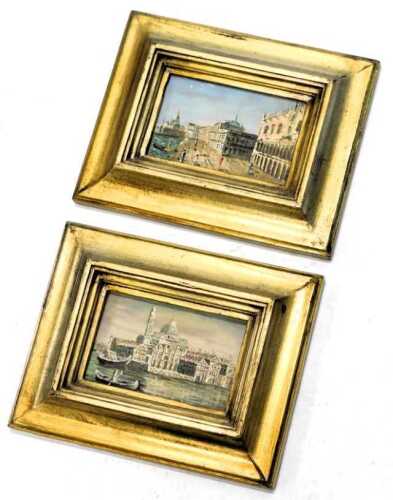 20thC School. View of Venice, oil on board, 7.5cm x 11cm, a pair.