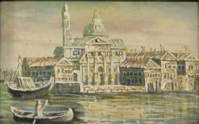 20thC School. View of Venice, oil on board, 7.5cm x 11cm, a pair. - 2