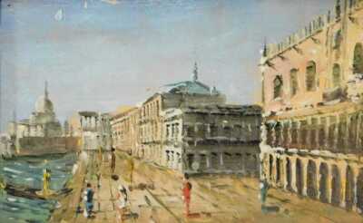 20thC School. View of Venice, oil on board, 7.5cm x 11cm, a pair. - 3