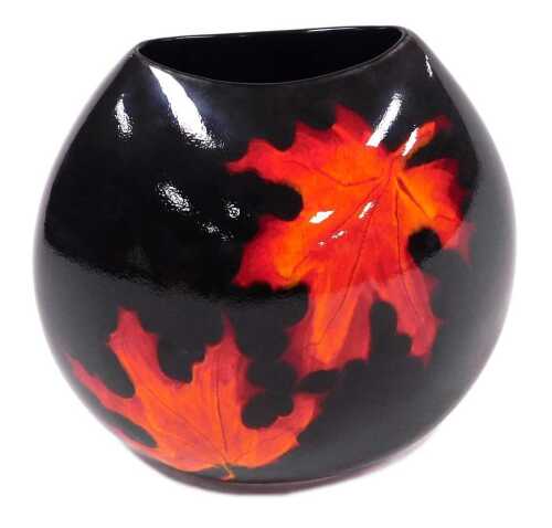 A Poole Pottery Autumn Leaves pattern pottery vase, of ovoid form, raised marks, 25.5cm high.