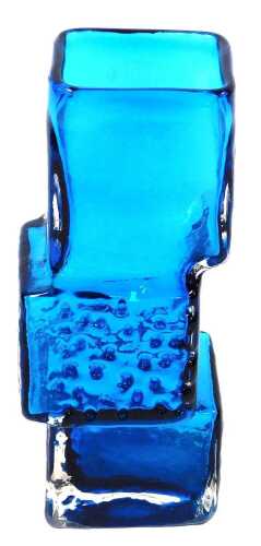 A Whitefriars Kingfisher Blue Drunken Bricklayer glass vase, 21cm high.