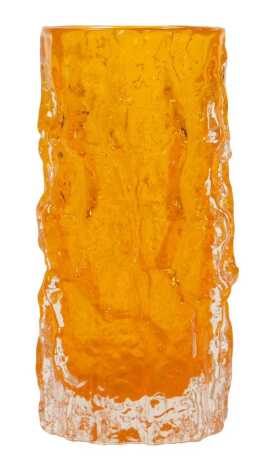 A Whitefriars Orange Bark glass vase, 15.5cm high.